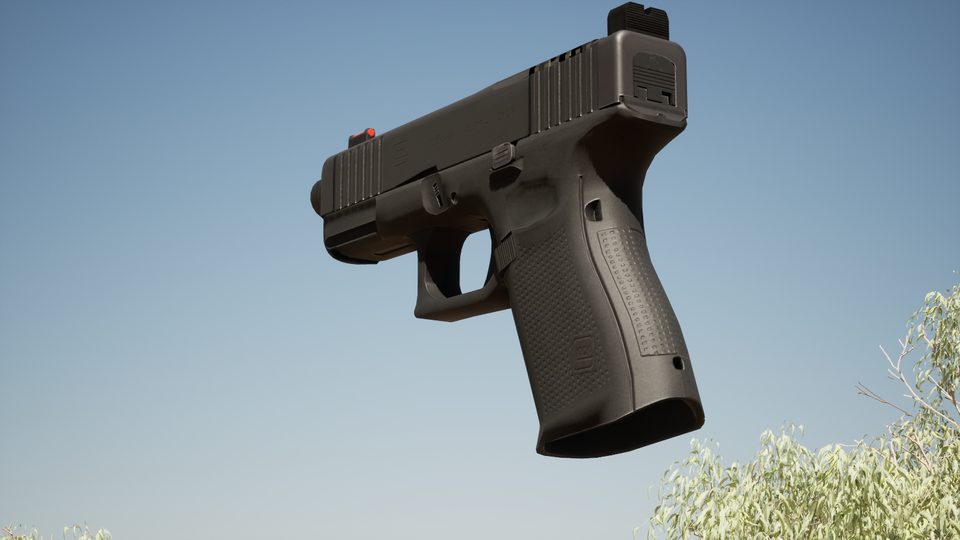 In-engine view of the A9: a semi-automatic pistol.