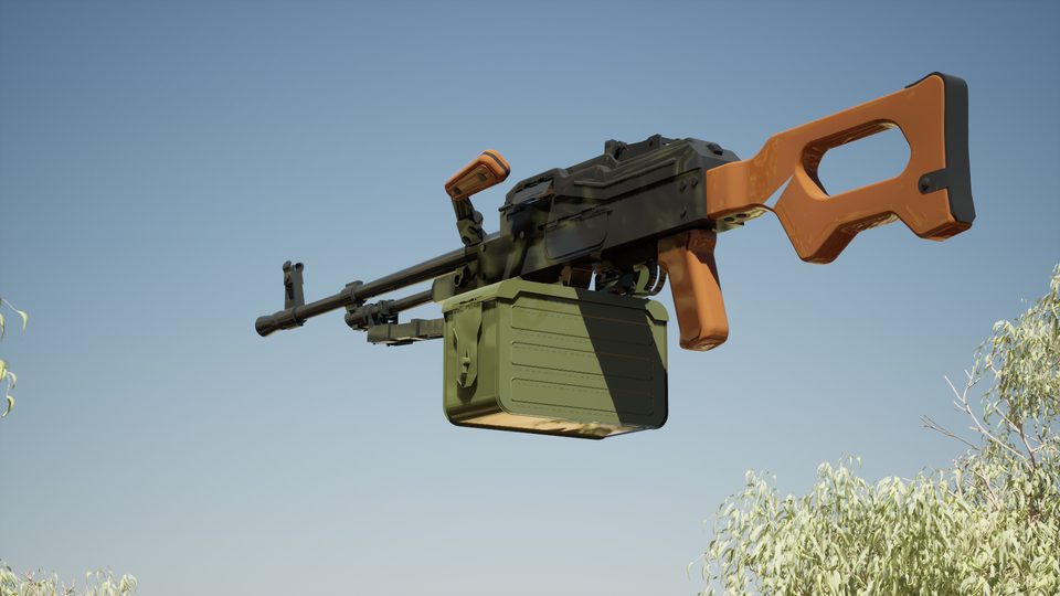 In-engine view of the MAF machine gun: a Murasian Armed Forces PKM-pattern machine gun.