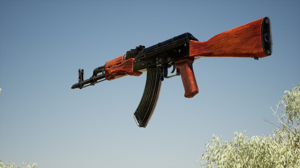In-engine view of the MAF assault rifle: a Murasian Armed Forces AK-pattern rifle.