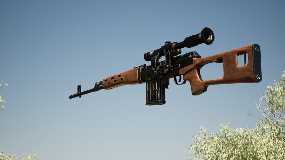 In-engine view of the MAF marksman rifle: a Murasian Armed Forces SVD-pattern marksman rifle.